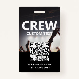 Qr Code Crew Access Pass Custom Event Badge