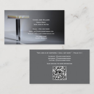 Qr Code Cross Elegant Clergy Business Card