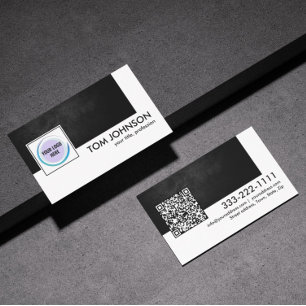 QR Code Custom Design Virtual Contact Bold Black Business Card
