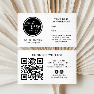 QR Code Custom Logo Business Company White Appointment Card
