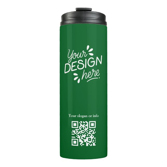 QR Code Custom Logo Green Thermal Tumbler (Front)