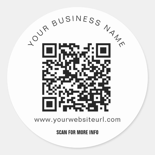 QR Code Custom Logo & Text Marketing Classic Round Sticker (Front)