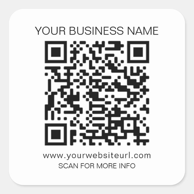 QR Code Custom Logo & Text Marketing Square Sticke Square Sticker (Front)