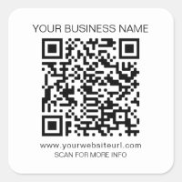 QR Code Custom Logo & Text Marketing Square Sticke