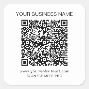 QR Code Custom Logo & Text Marketing Square Sticke Sticker