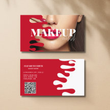 QR Code custom photo Red& White Makeup artist