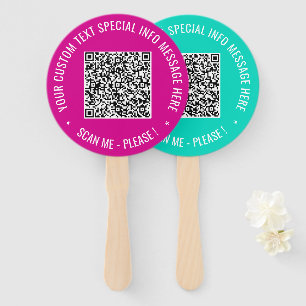QR Code Custom Text and Colors Hand Fan Example