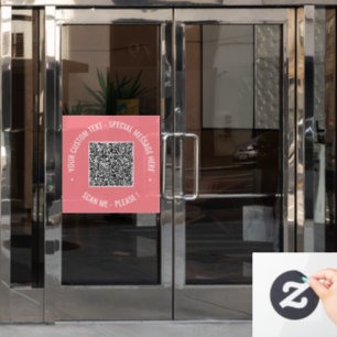 QR Code Custom Text and Colour Window Cling Exampl