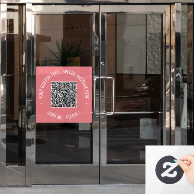 QR Code Custom Text and Colour Window Cling Exampl (Office Door)