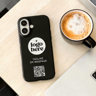 QR Code Custom Text Black Business Company Logo iPhone 16 Case