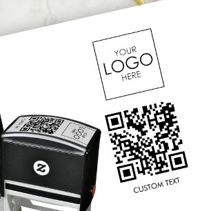 QR Code Custom Text Business Logo Personalized Self-inking Stamp
