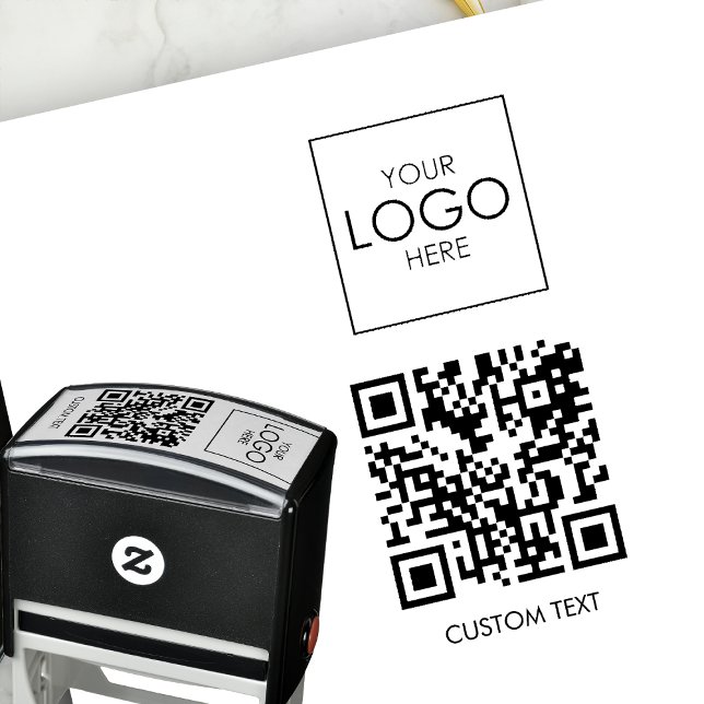 QR Code Custom Text Business Logo Personalized Self-inking Stamp (Creator Uploaded)