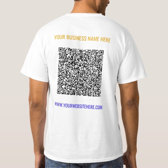 QR Code Custom Text Business T-Shirt Choose Colour (Back)