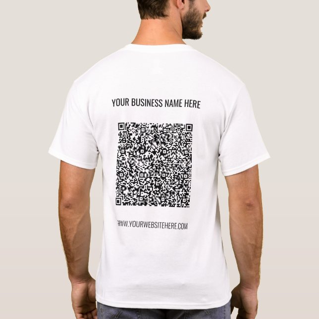 QR Code Custom Text Business T-Shirt Example (Back)