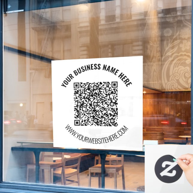 QR Code Custom Text Business Window Cling Template (Cafe Window)