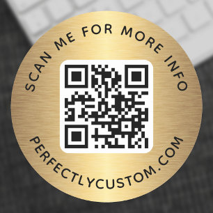 QR code custom text golden gradient Classic Round Sticker
