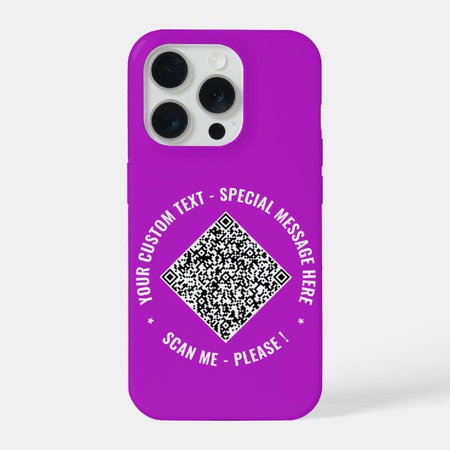 QR Code Custom Text iPhone Case Your Colours (Back)