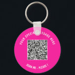 QR Code Custom Text Keychain Gift - Choose Colour<br><div class="desc">Choose Colours and Font - Keychain with Your Special QR Code Info and Custom Text Personalized Modern Keychains Gift - Add Your QR Code - Image or Logo - photo / Text - Name or other info / message - Resize and Move or Remove / Add Elements - Image /...</div>