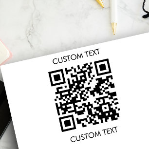 QR Code Custom Text Minimalist Simple Clean Promo Self-inking Stamp