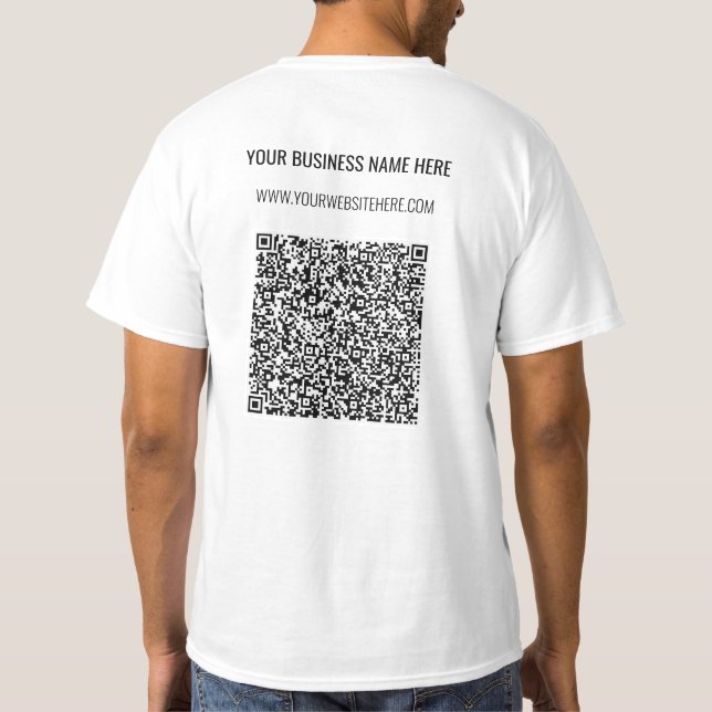 QR Code Custom Text Personalized Business T-Shirt (Back)