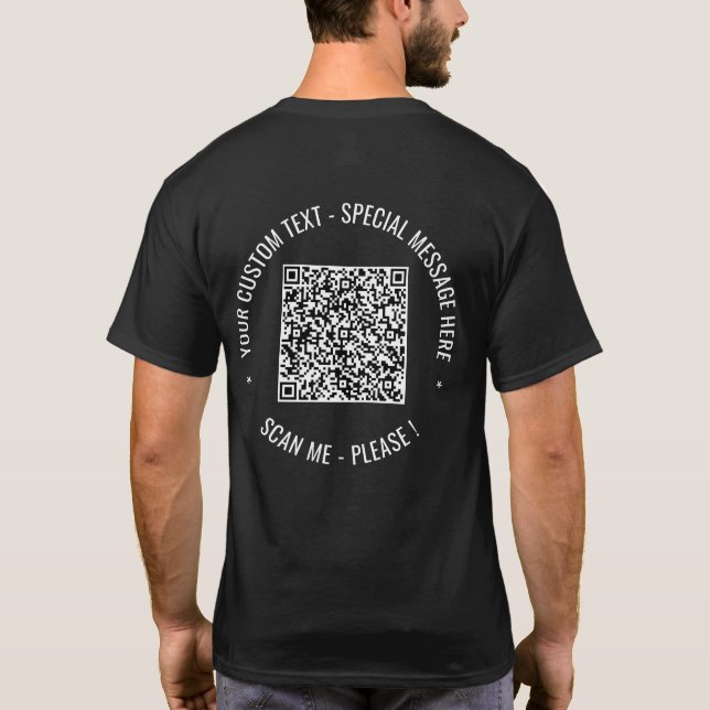 QR Code Custom Text Personalized T-Shirt Template (Back)