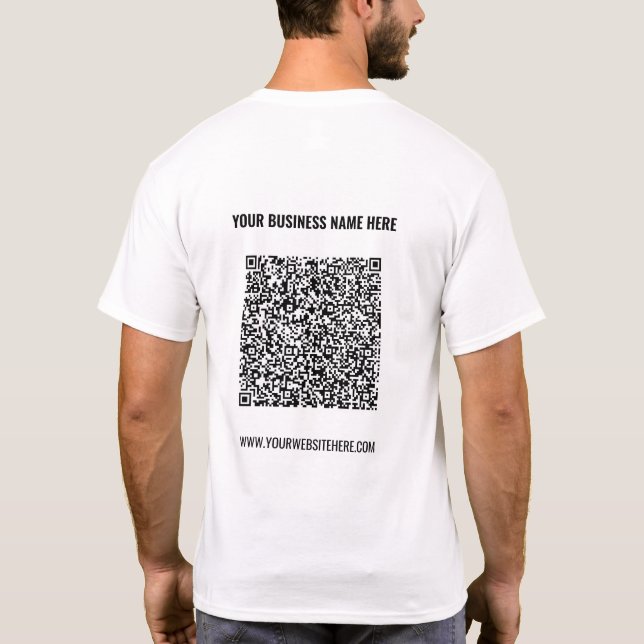 QR Code Custom Text Promotional Business T-Shirt (Back)