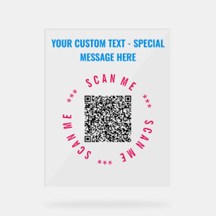 QR Code Custom Text Table Tent Sign Choose Colours