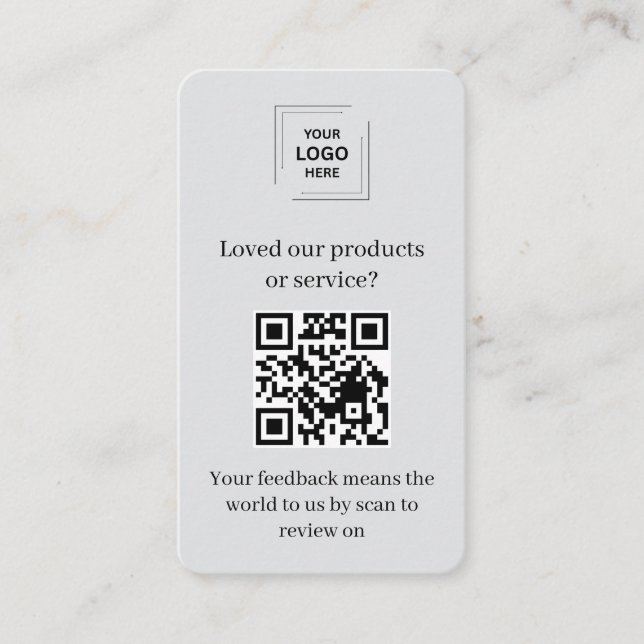 QR Code Customer Rating Grey Business Style Card (Front)