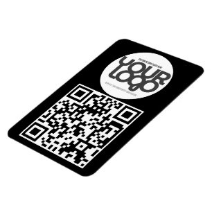 QR Code Customizable Modern Black Business Card Magnet