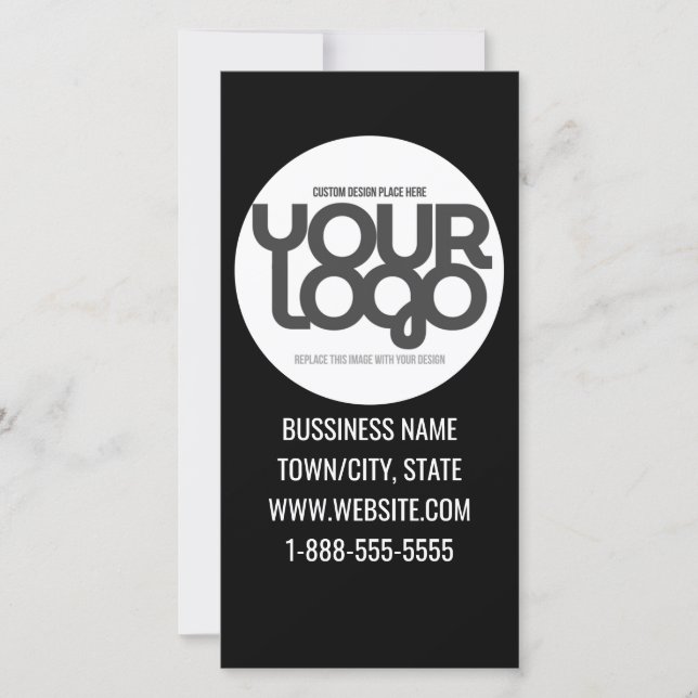QR Code Customizable Modern Black Business Thank You Card (Front)