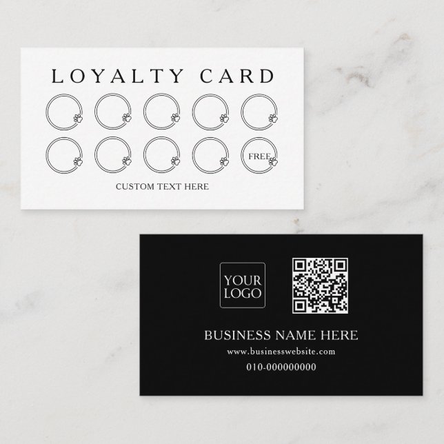Qr Code Cute Paws Dog Cat Pets Business Services Loyalty Card (Front/Back)