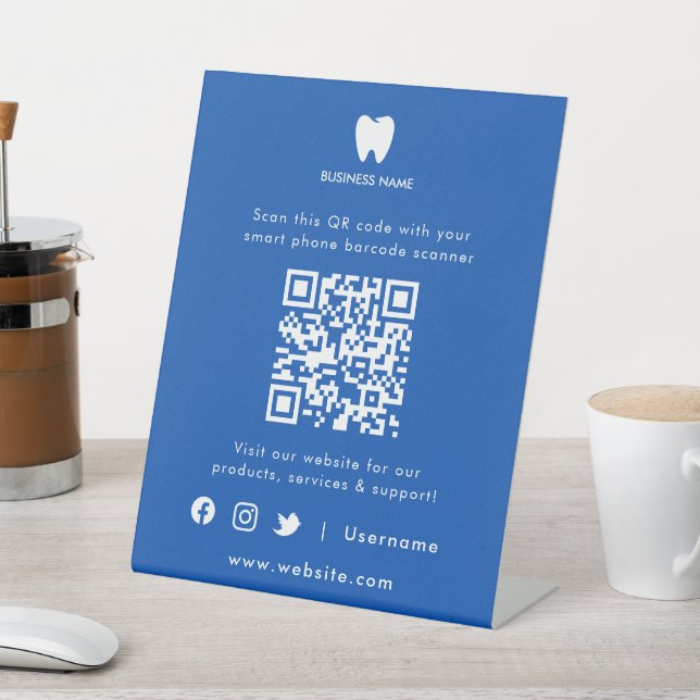 QR Code Dentist Business Website Scan Me  Pedestal Sign (In SItu)