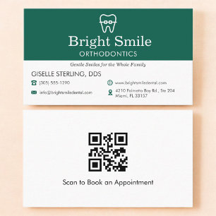 QR Code Dentist & Orthodontics Office Braces Logo Business Card