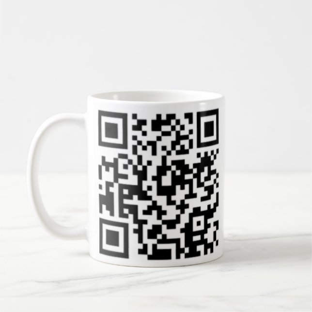 QR code Design Coffee Cup- Best on Black or Light Coffee Mug (Left)