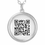 QR Code Design on a Silver Plated Necklace<br><div class="desc">Ideal for anyone with a medical condition. Let others scan your QR Code With their mobile phones to find out your contact number or a link to your information. Replace image with your own uploaded QR Code. There are various websites that allow you to create and download QR Codes free....</div>