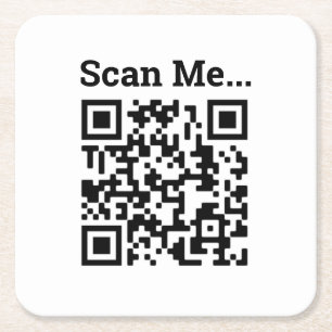 QR Code Design Square Paper Coaster