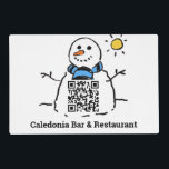 QR Code Design with Snowman Christmas Laminated Place Mat<br><div class="desc">Bar or Restaurant Placemat with QR Code on a Snowman. Show off your own QR Code Design. Let others scan your QR Code With their mobile phones! Replace image with your own uploaded QR Code. Includes name of the establishment. Black and white. There are various websites that allow you to...</div>
