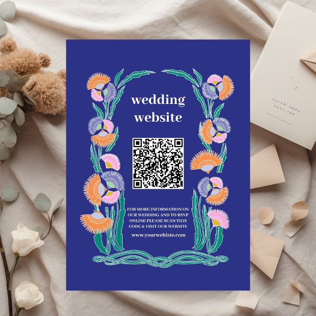 QR code Destination Greece Santorini Wedding Enclosure Card (Creator Uploaded)