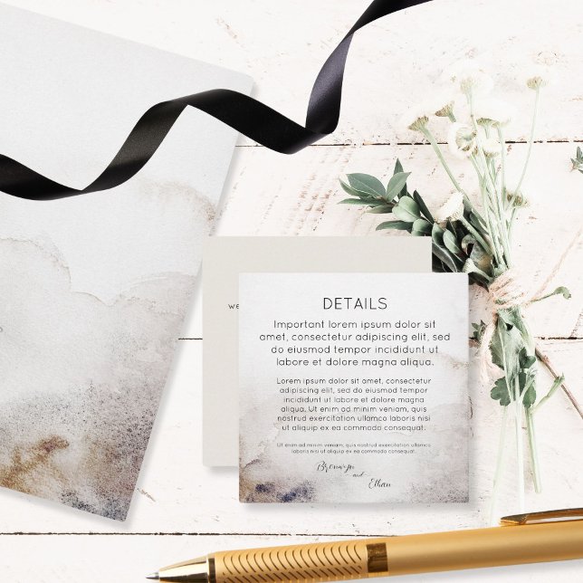 QR code Details Seashell Sandy Beach Enclosure Card (simple seashell and watercolor sandy beach wedding stationary)