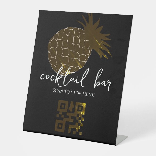 QR Code Digital Menu cocktail bar Pedestal Sign (Front)
