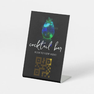 QR Code Digital Menu cocktail bar Pedestal Sign