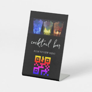 QR Code Digital Menu cocktail bar Pedestal Sign