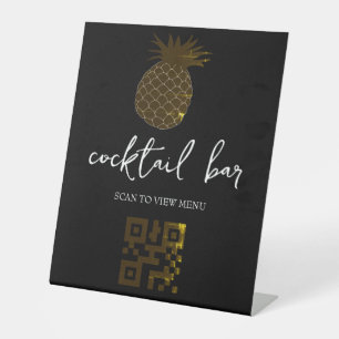 QR Code Digital Menu cocktail bar Pedestal Sign