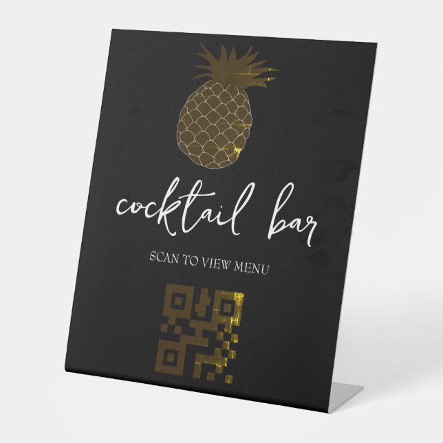 QR Code Digital Menu cocktail bar Pedestal Sign (Front)