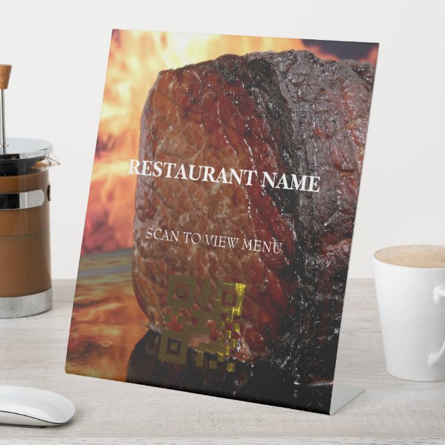 QR Code Digital Menu for Restaurants  Pedestal Sign (In SItu)