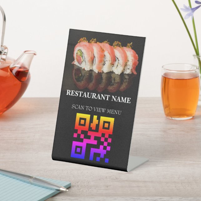 QR Code Digital Menu for Restaurants  Pedestal Sign (In SItu)