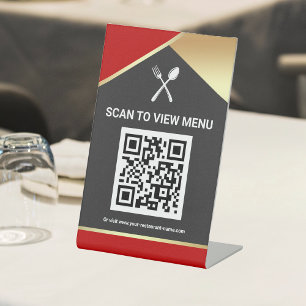 QR Code Digital Menu for Restaurants Tabletop Sign