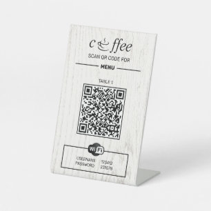 QR Code Digital Menu Wooden  Pedestal Sign
