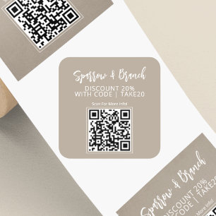QR Code Discount Coupon Scannable Square Sticker