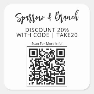 QR Code Discount Coupon Scannable Square Sticker